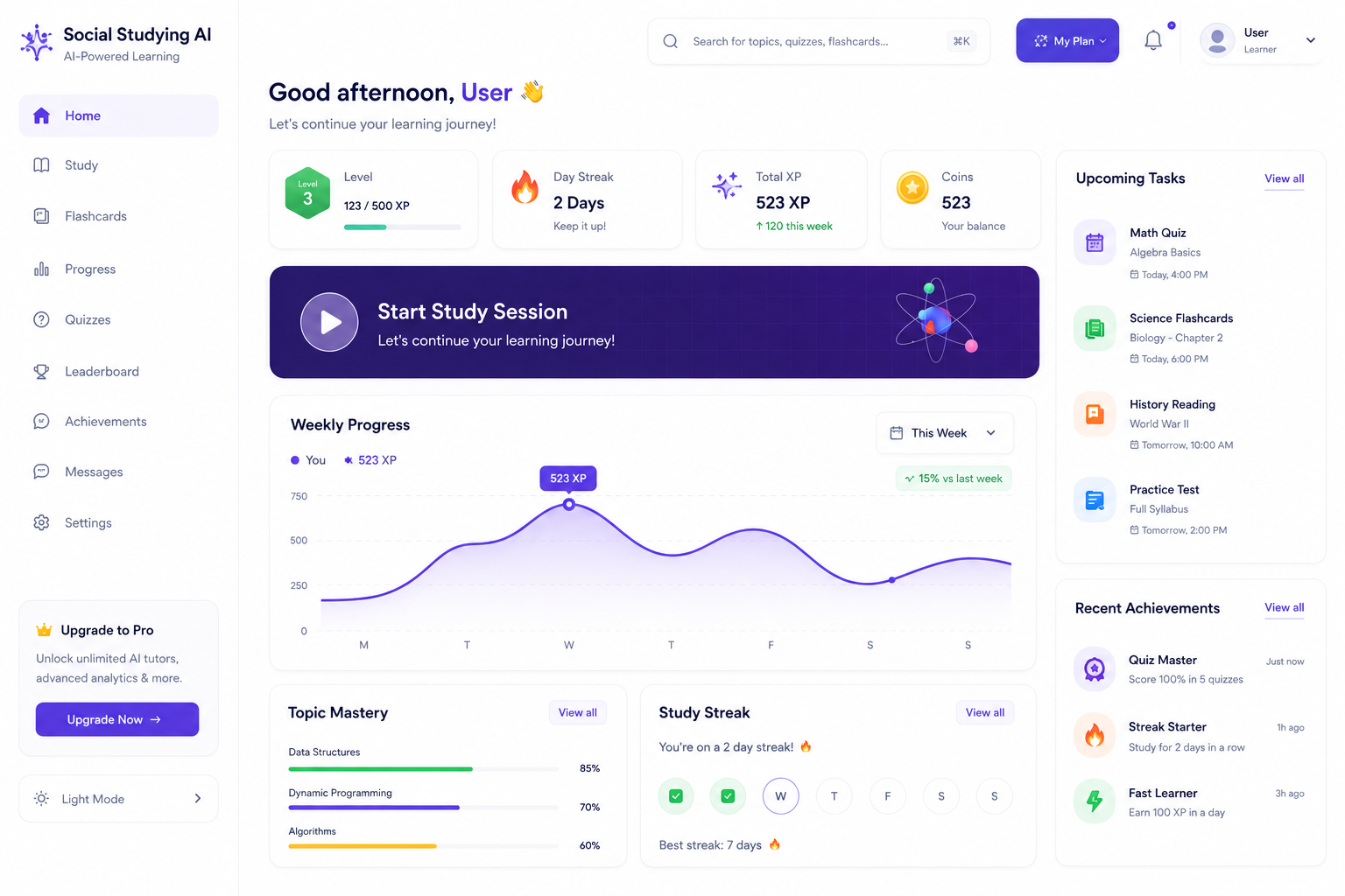 School Dashboard Mockup